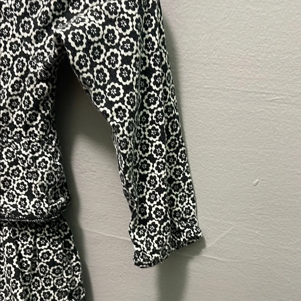 OshKosh Black and White Floral Dress with Purple Bow